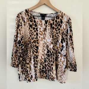 Alfred Dunner Animal Print Blouse - Brown and Black